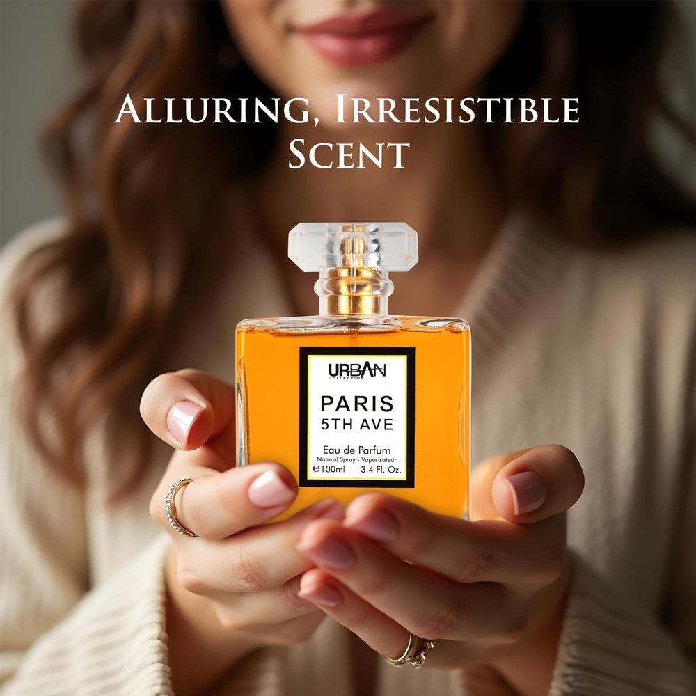Urban Collection Paris 5th Avenue bottle front showcases aldehyde-floral profile for daytime wear.