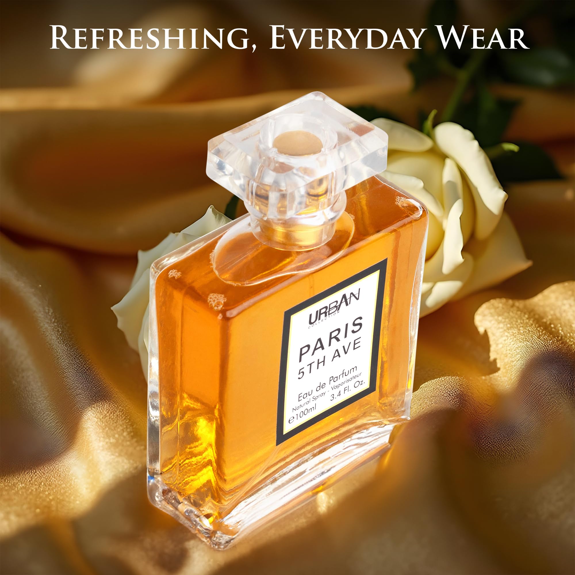 Urban Collection Paris 5th Avenue perfume drops on skin hint at fresh florals.