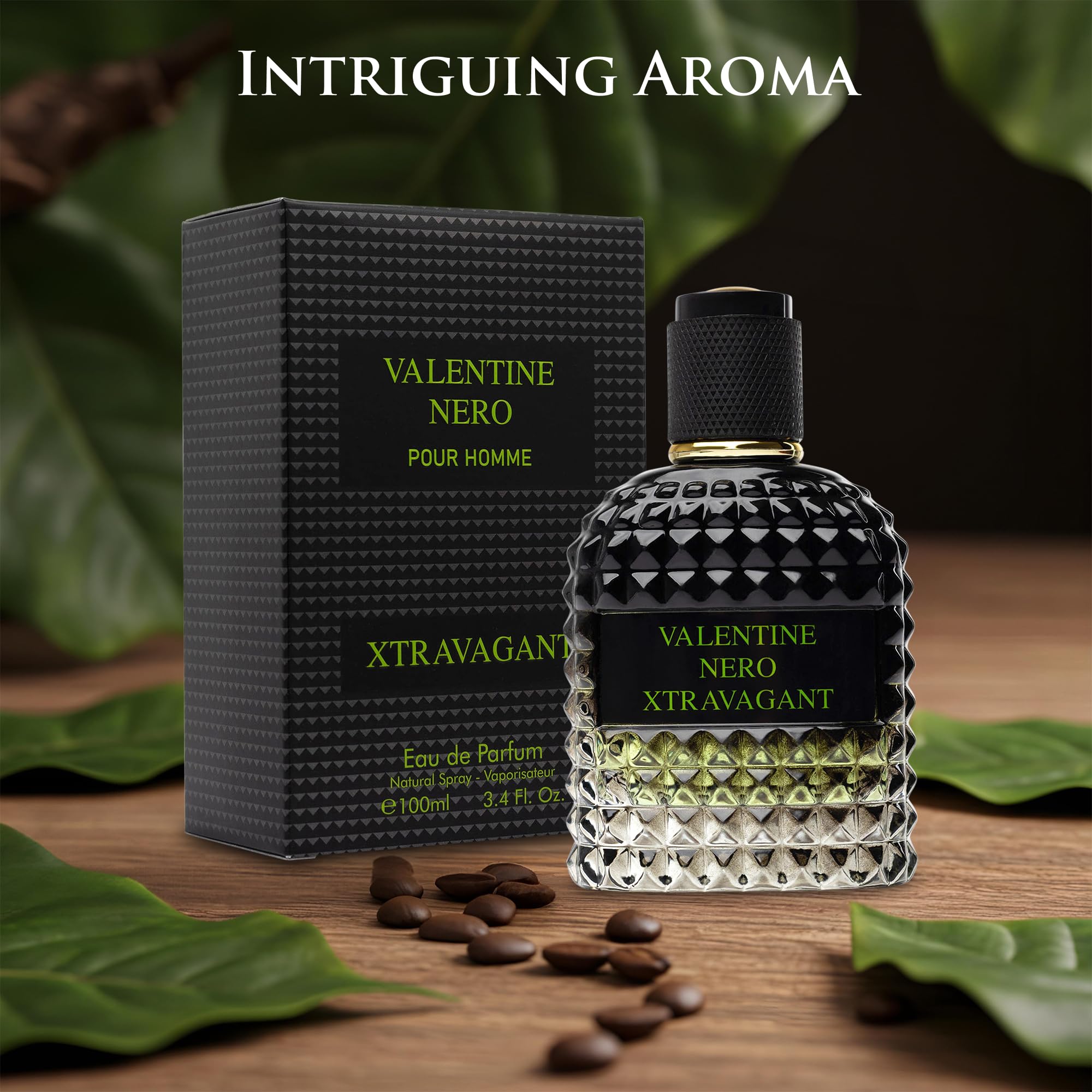 Urban Collection Valentine Nero Xtravagant bottle on desk evokes sophisticated fragrance setup.