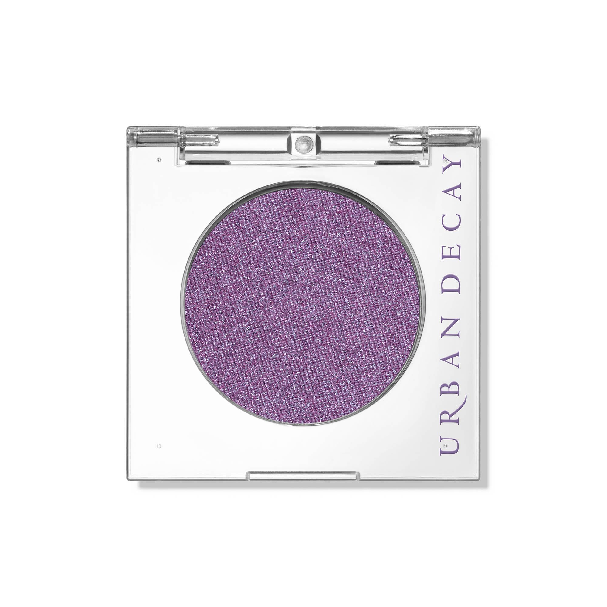 Urban Decay 24/7 Eyeshadow Single Freebird compact shows sheer lilac shimmer for everyday looks.