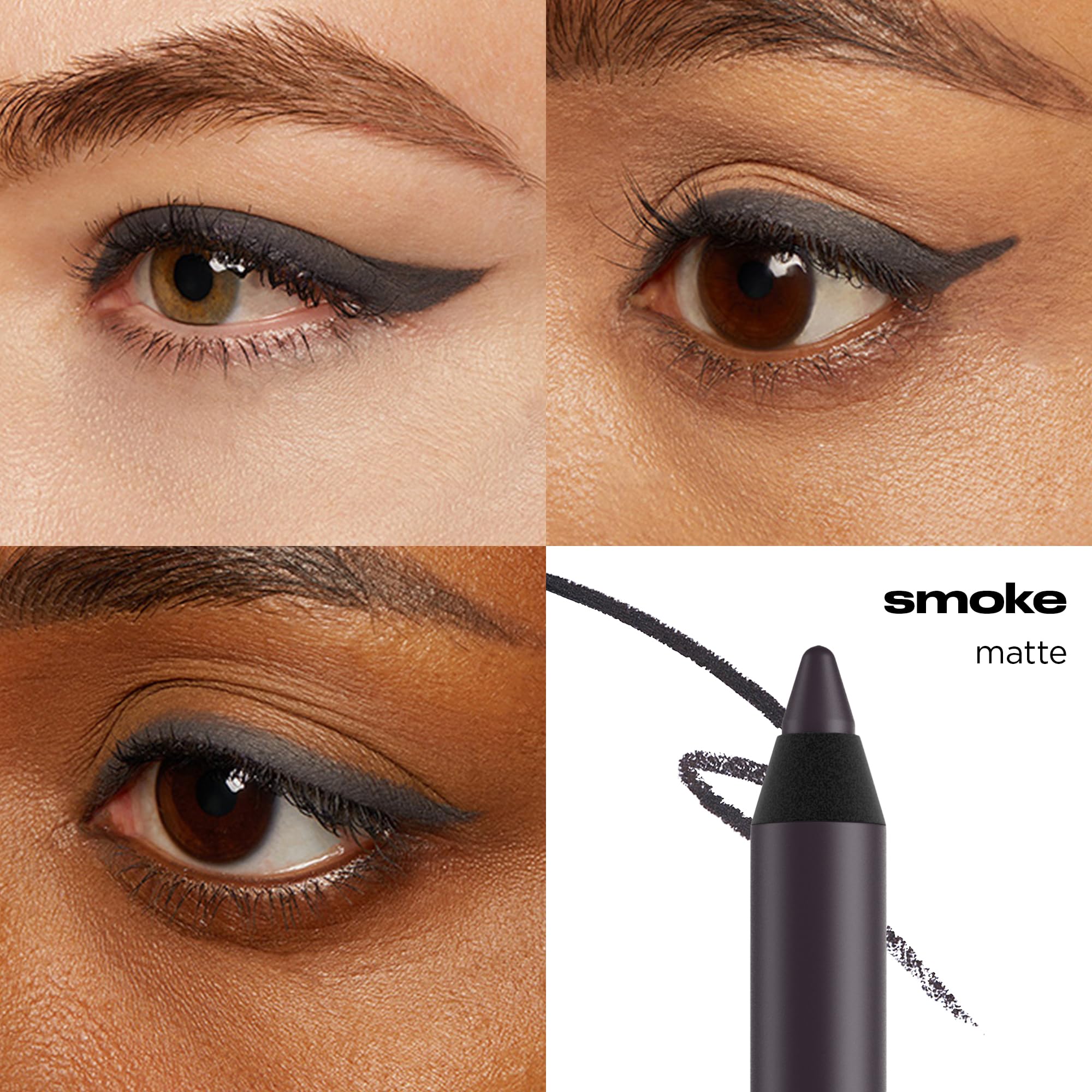 Urban Decay Smoke eyeliner closeup with creamy glide and sharp line.