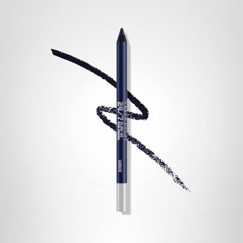 URBAN DECAY 24/7 Sabbath night-look demonstrates bold navy impact.