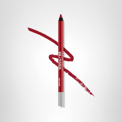 URBAN DECAY 24/7 Glide-On Lip Pencil Bad Blood packaging and pencil tip ready to prime