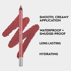 Urban Decay 24/7 Glide-On Lip Pencil Rush applying demonstrates easy glide and priming for longer wear