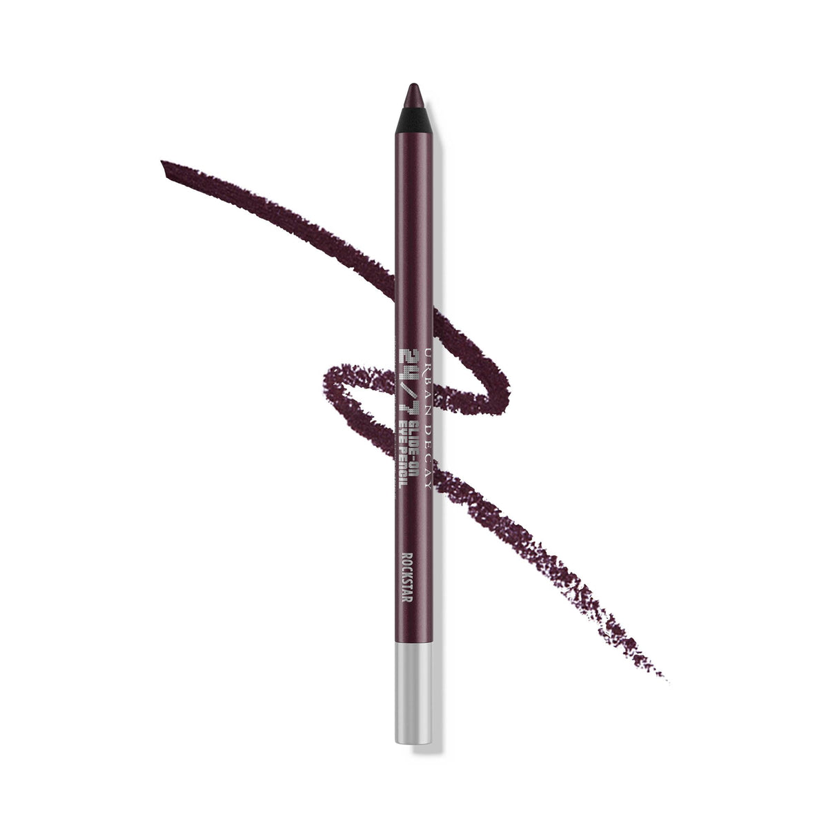 URBAN DECAY 24/7 Glide-On Rockstar packshot shows bold eggplant shade for versatile looks