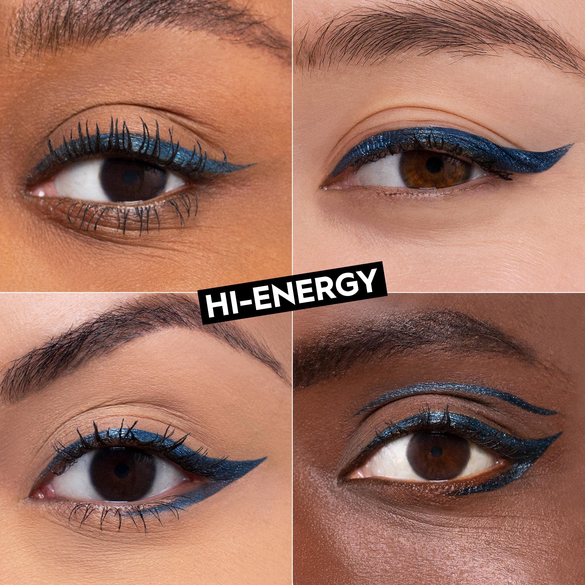 URBAN DECAY 24/7 Inks Hi Energy blue shimmer brush-tip application demonstrates smooth color payoff