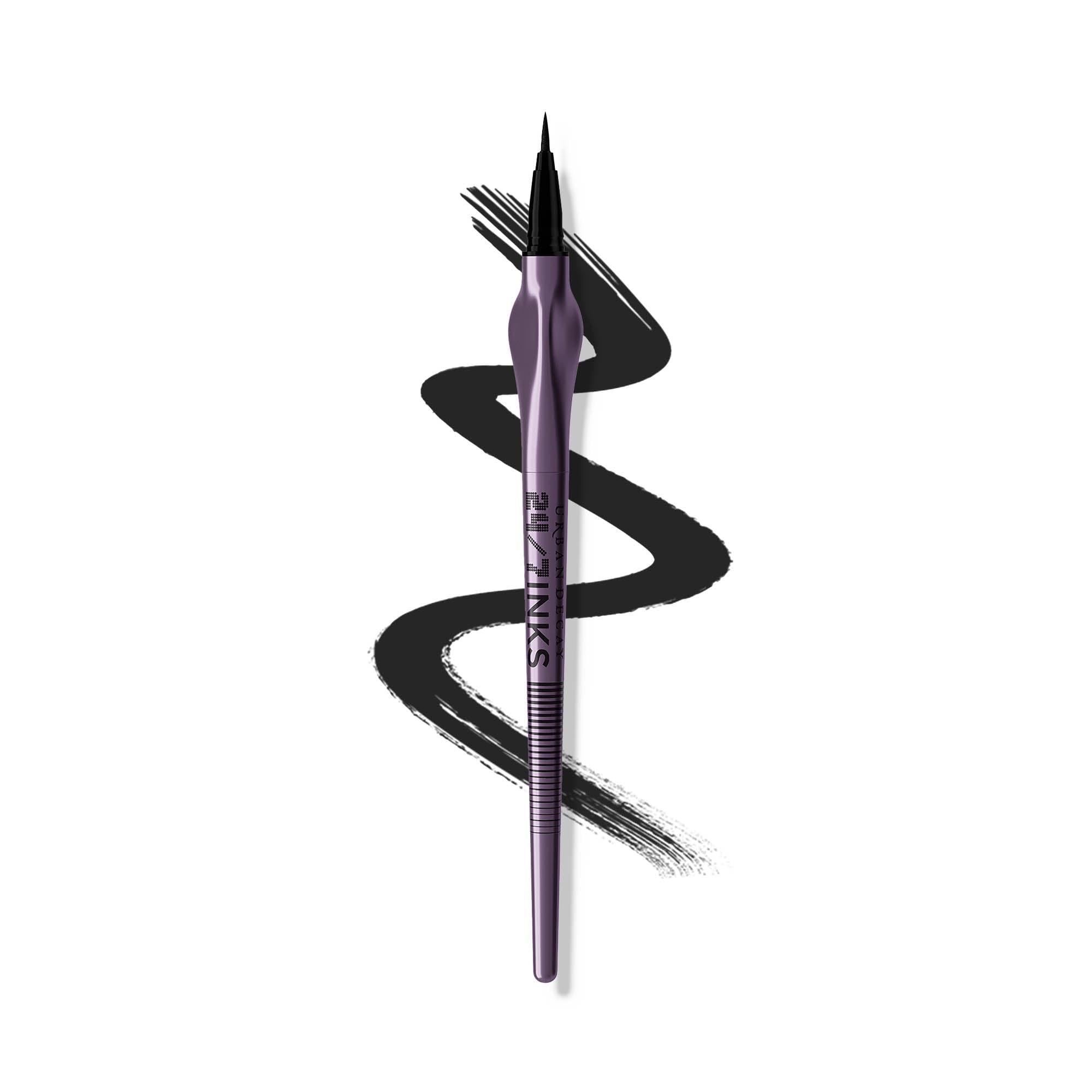 Urban Decay 24/7 Inks Zero matte black application close-up for precise liner