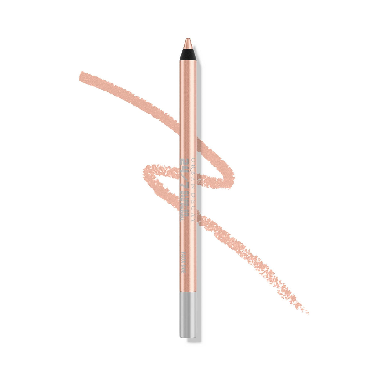Urban Decay 24/7 Waterline Eyeliner Faux Doe swatch brightens eyes with beige shimmer.