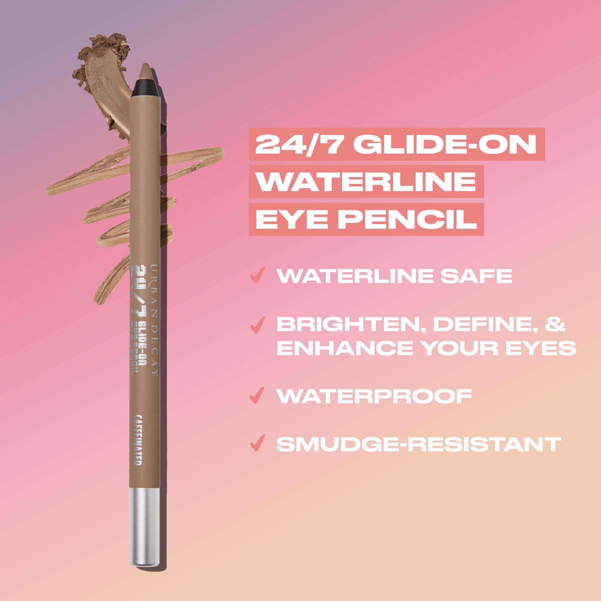 Urban Decay 24/7 Waterline Eyeliner Legend swatch delivers deep black definition.