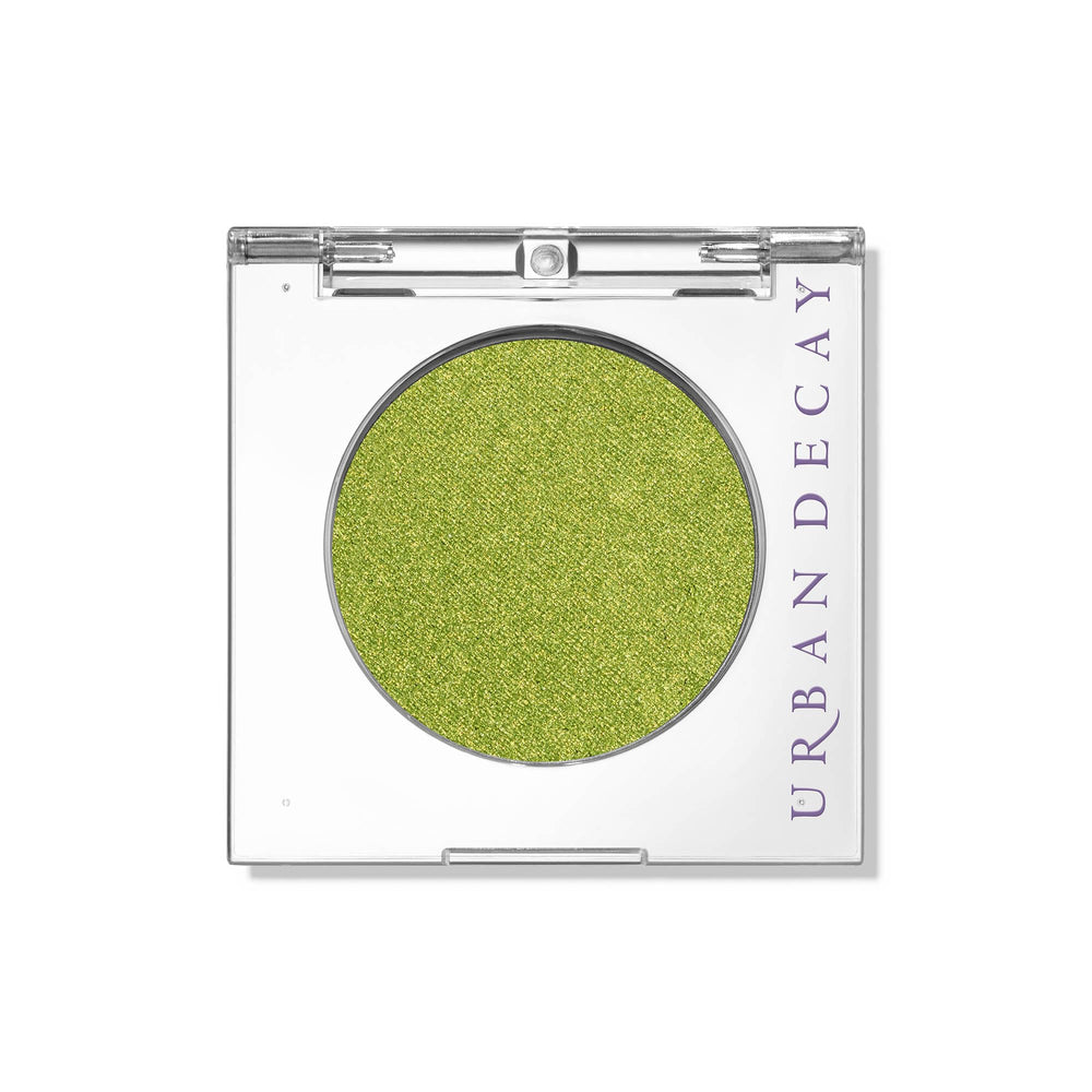 Urban Decay 24/7 Eyeshadow Single Freak lime-green shimmer swatch for vibrant, crease-free color