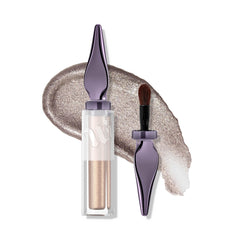 URBAN DECAY 24/7 Glaze-On Silver Spooning swatch highlights radiant silver shimmer.