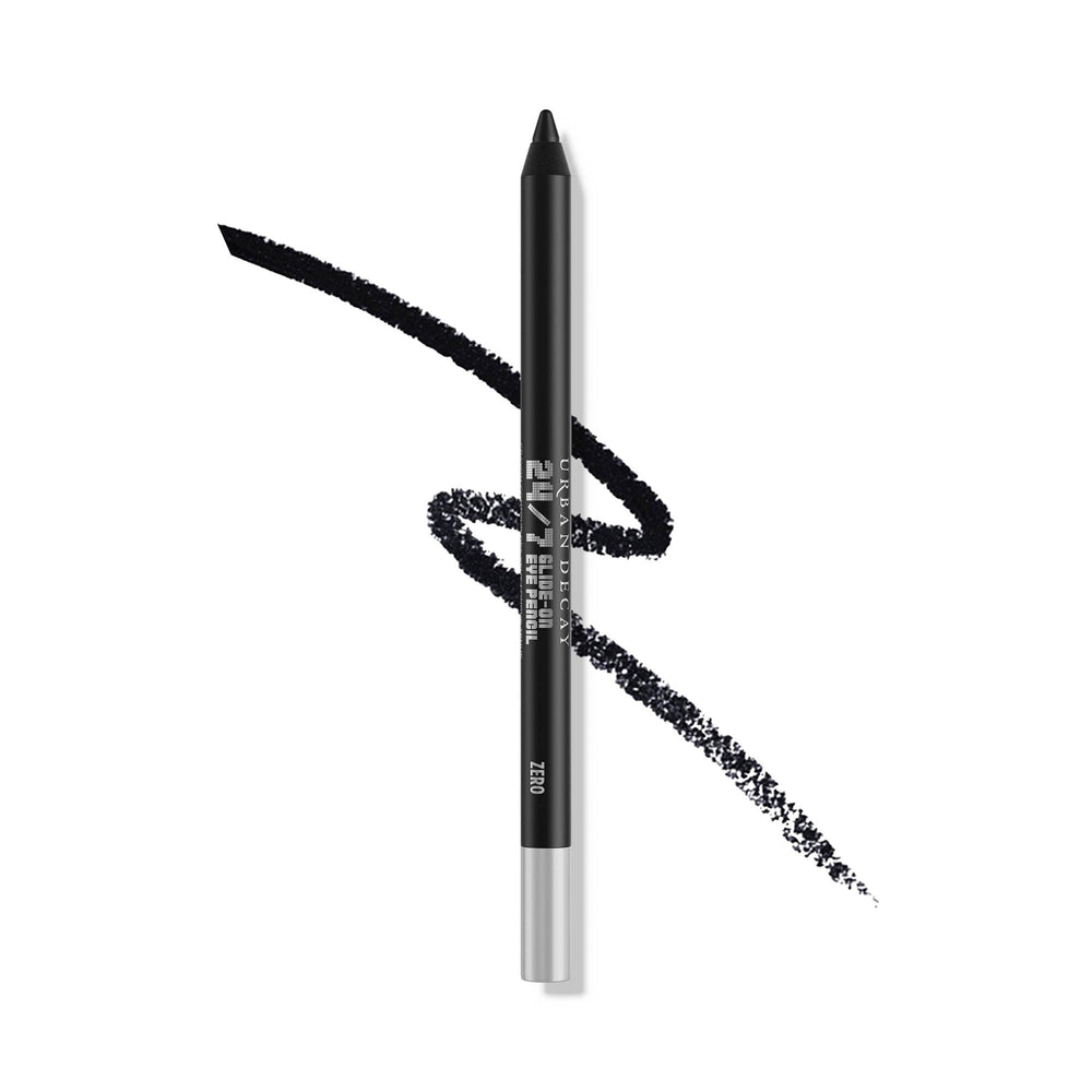 Urban Decay 24/7 Glide-On eyeliner pencil close-up shows matte black crisp lines