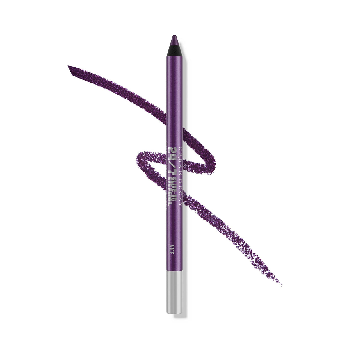 Urban Decay 24/7 Glide-On Eyeliner Vice closeup shows waterproof, long-lasting pigment.