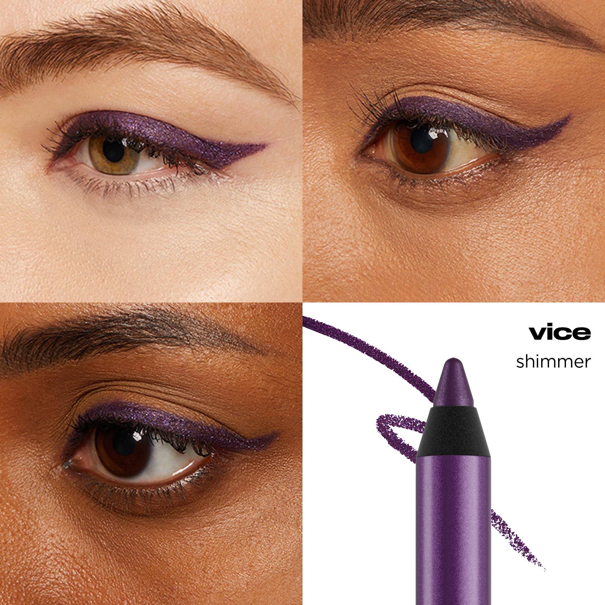 Urban Decay 24/7 Glide-On Vice shimmer swirl highlights pearly red eggplant shimmer.