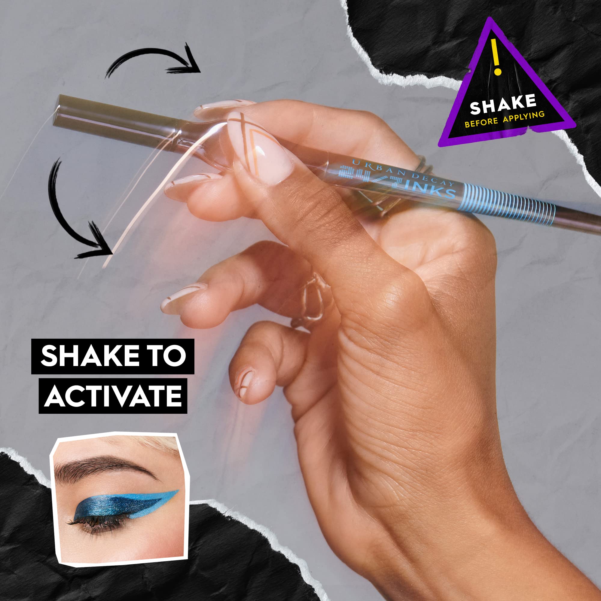 URBAN DECAY 24/7 Inks Oil Slick brush-tip vs felt-tip shade comparison shows versatility
