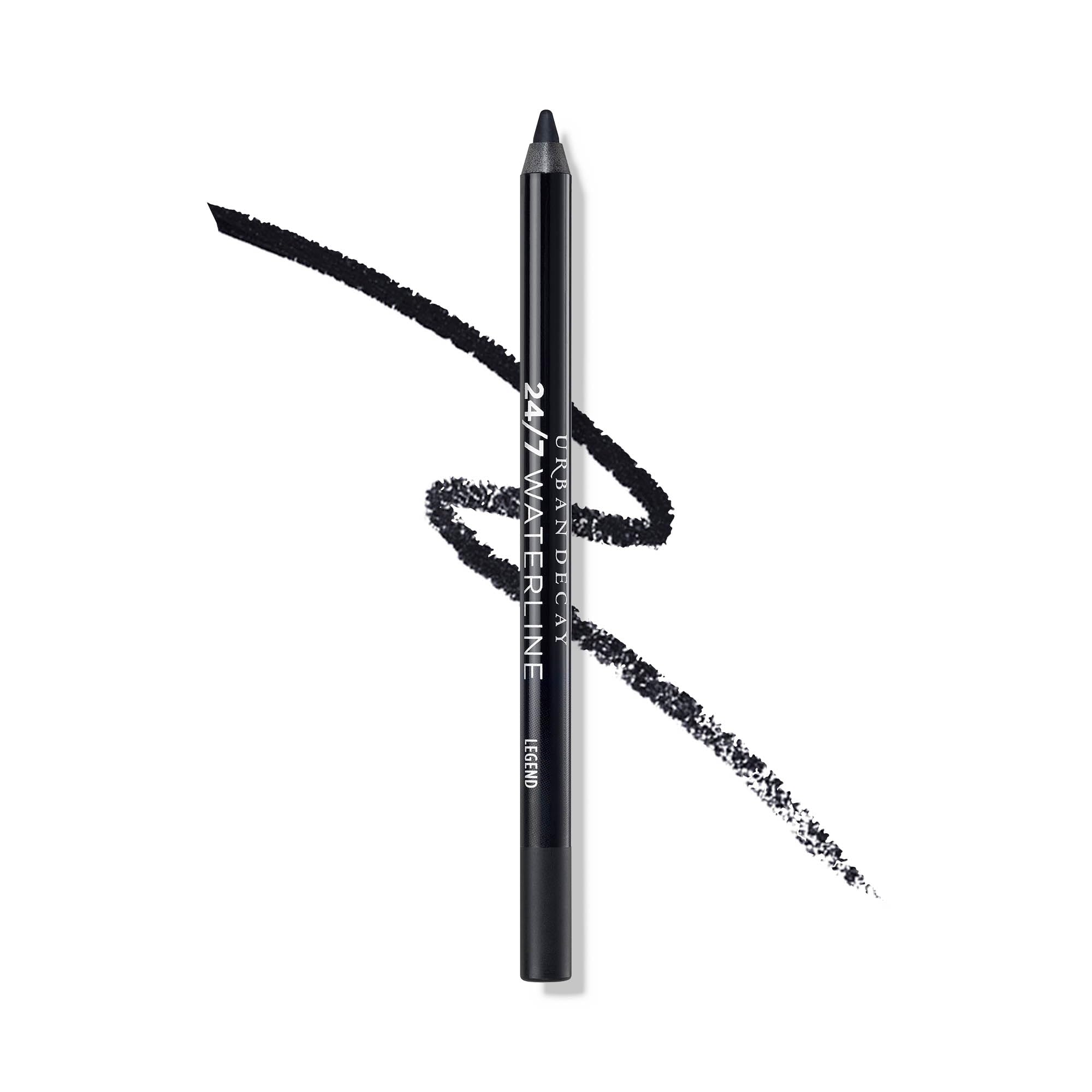 Urban Decay 24/7 Waterline Eyeliner Legend matte-black pencil swatch for long-wear definition.