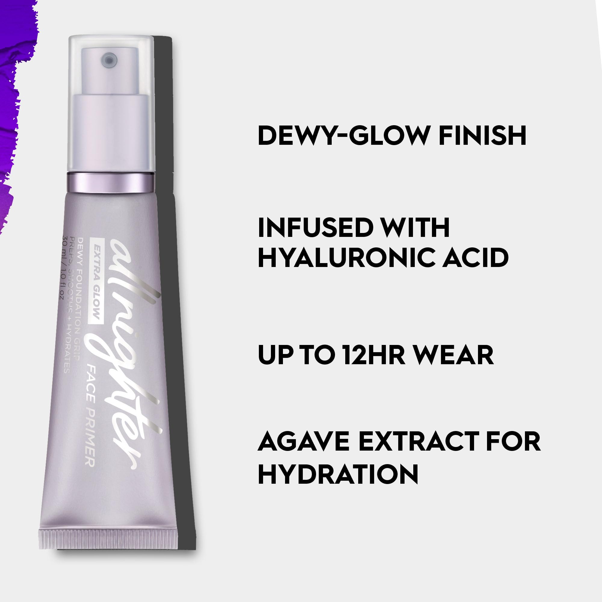 Urban Decay All Nighter Extra Glow on-skin application delivers hydrated, radiant base for makeup.