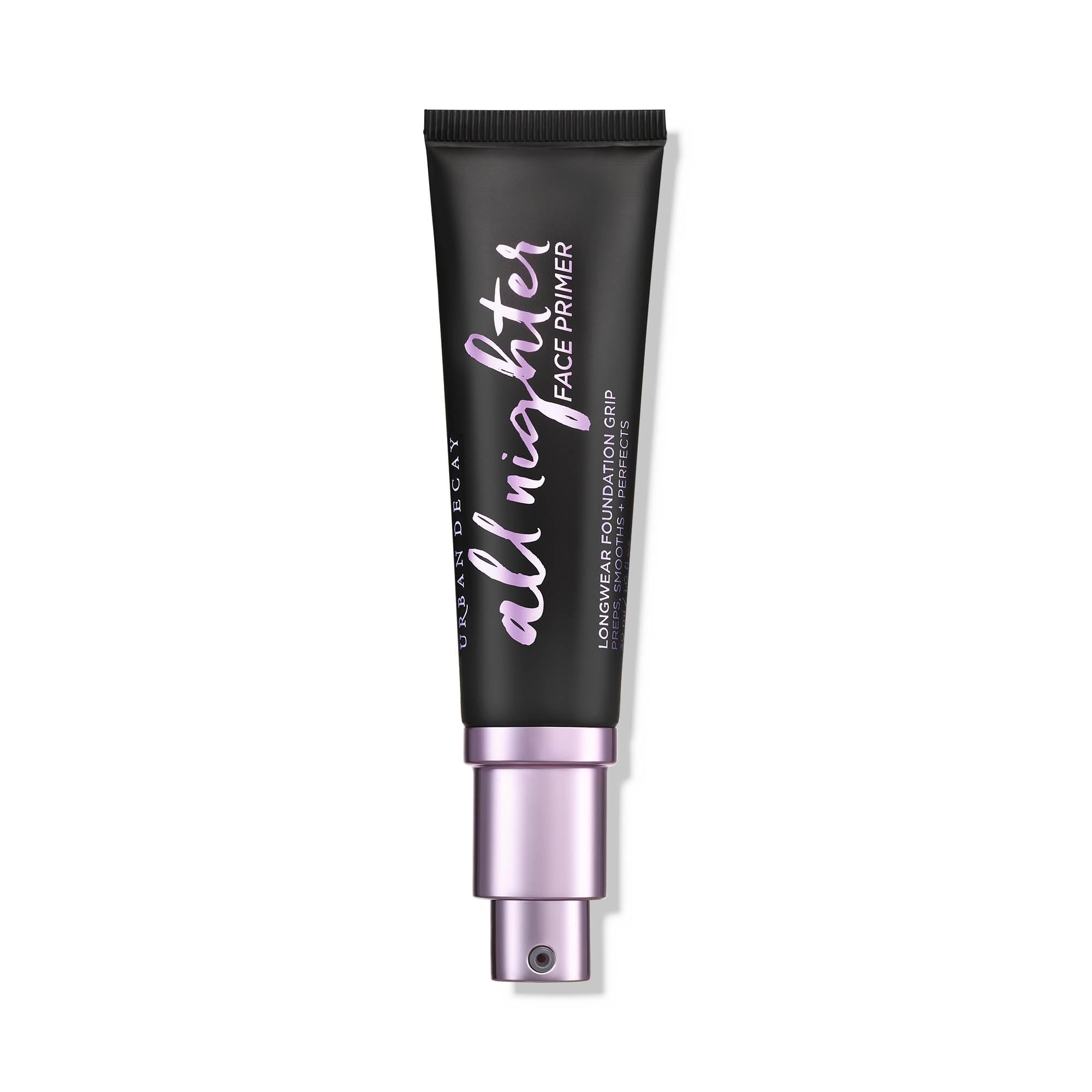 Urban Decay All Nighter primer bottle showing longwear base for smoother foundation.