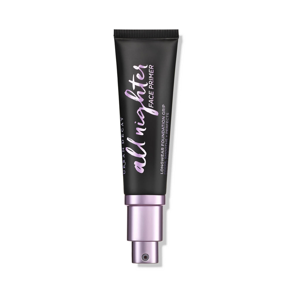 Urban Decay All Nighter primer bottle showing longwear base for smoother foundation.