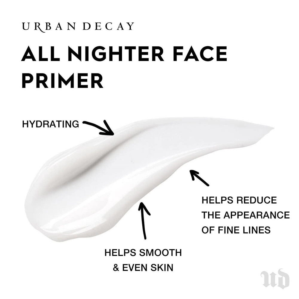 Urban Decay All Nighter texture-sheer demonstrates weightless hydration for fresh makeup.
