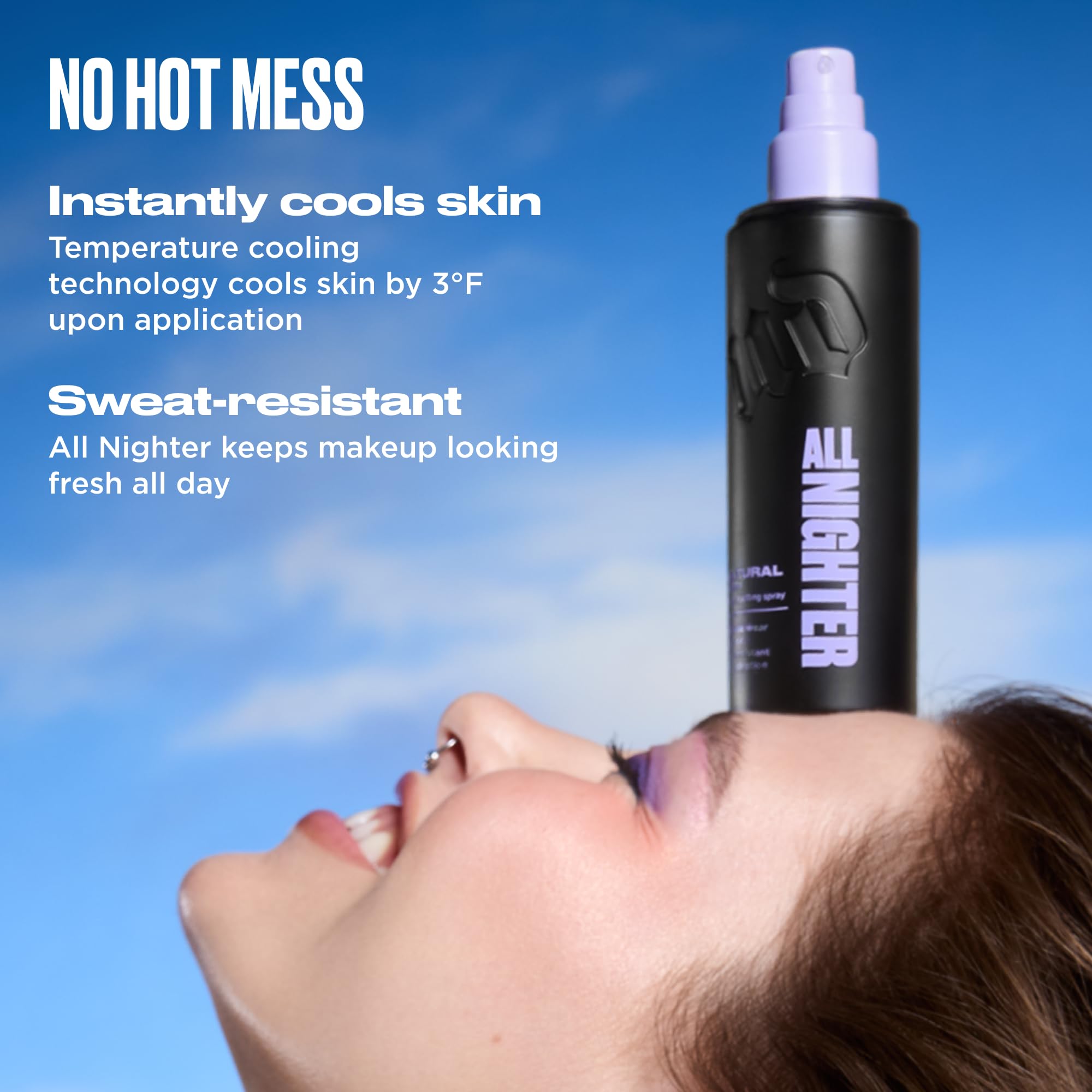 urban decay all nighter smudge-proof spray bottle in rugged bag, ideal for travel