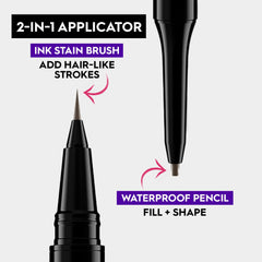Urban Decay Brow Blade soft-black shade swatch for a natural look.