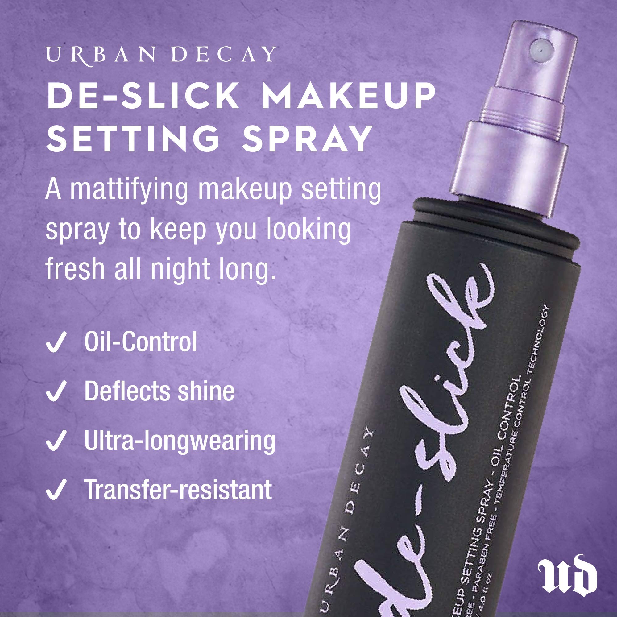 Urban Decay De-Slick bottle cap close-up with cruelty-free branding.