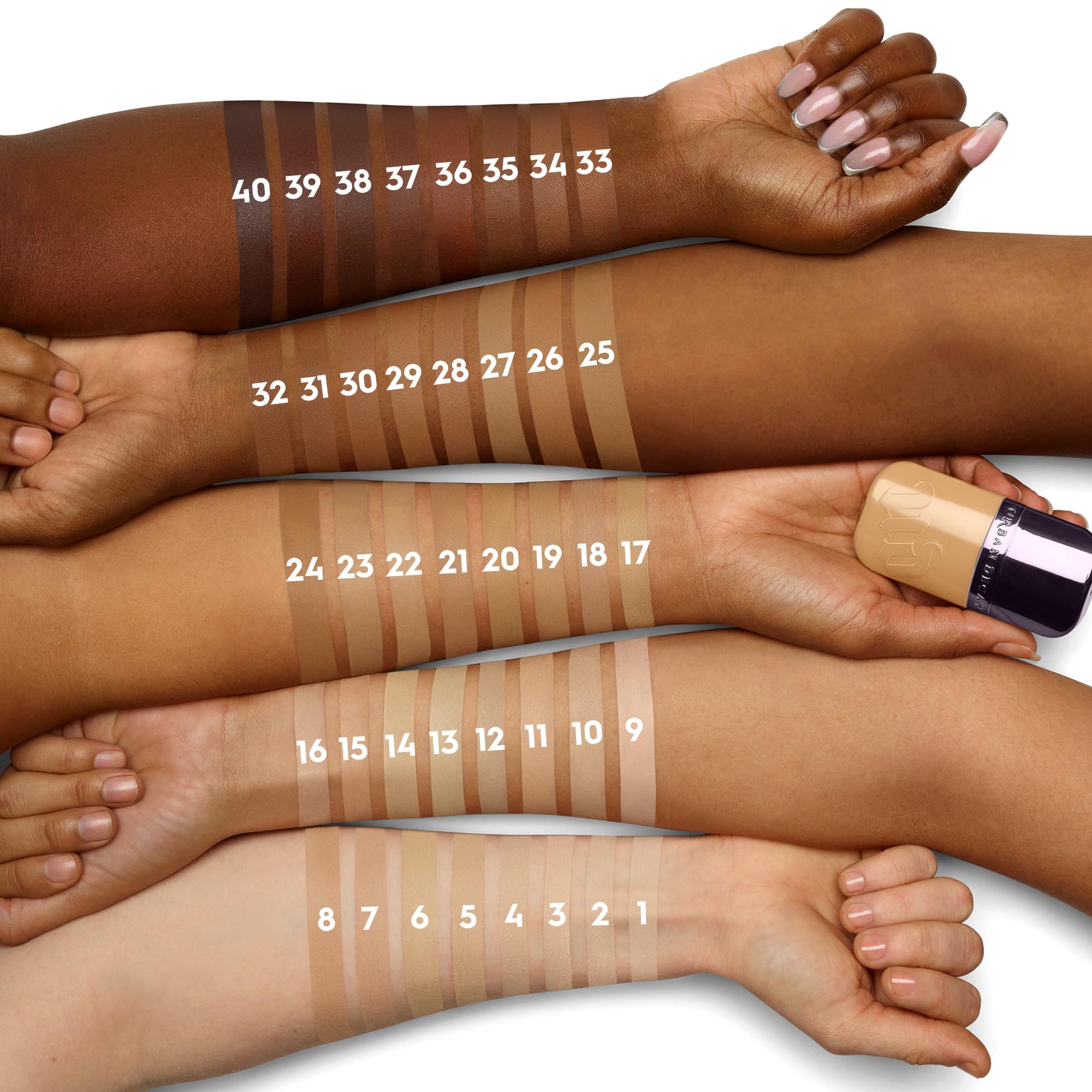 Urban Decay Face Bond application-sponge demonstrates easy skin-like blend.