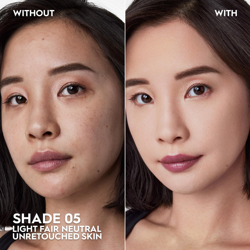 Urban Decay Face Bond foundation swatches show shade range and natural matte look.
