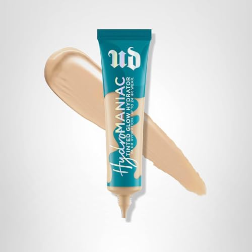 Urban Decay Hydromaniac finish swatch on skin showing lasting dewy glow