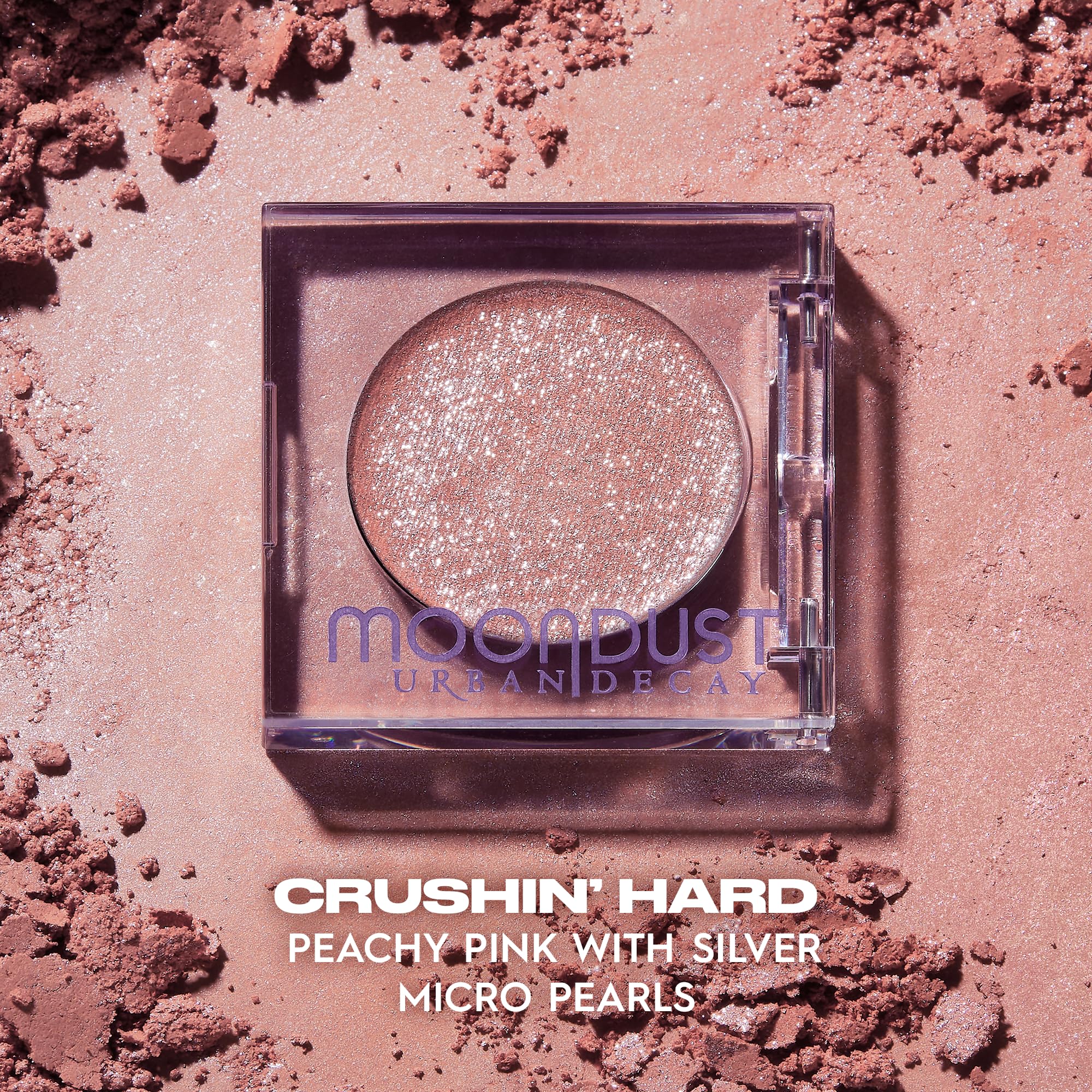 Urban Decay Moondust close-up micro-fine glitter creates a refined, chunk-free glow.