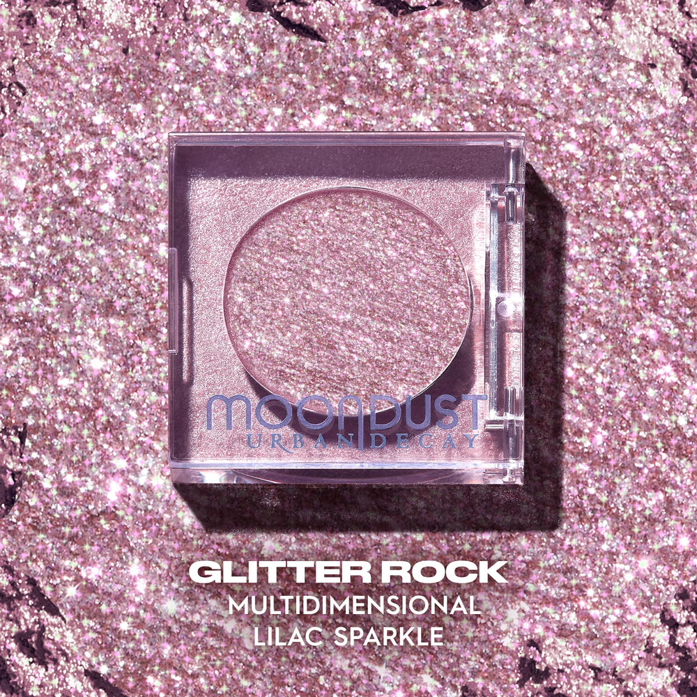 Urban Decay Moondust micro-fine glitter demonstrates refined, chunk-free sparkle.