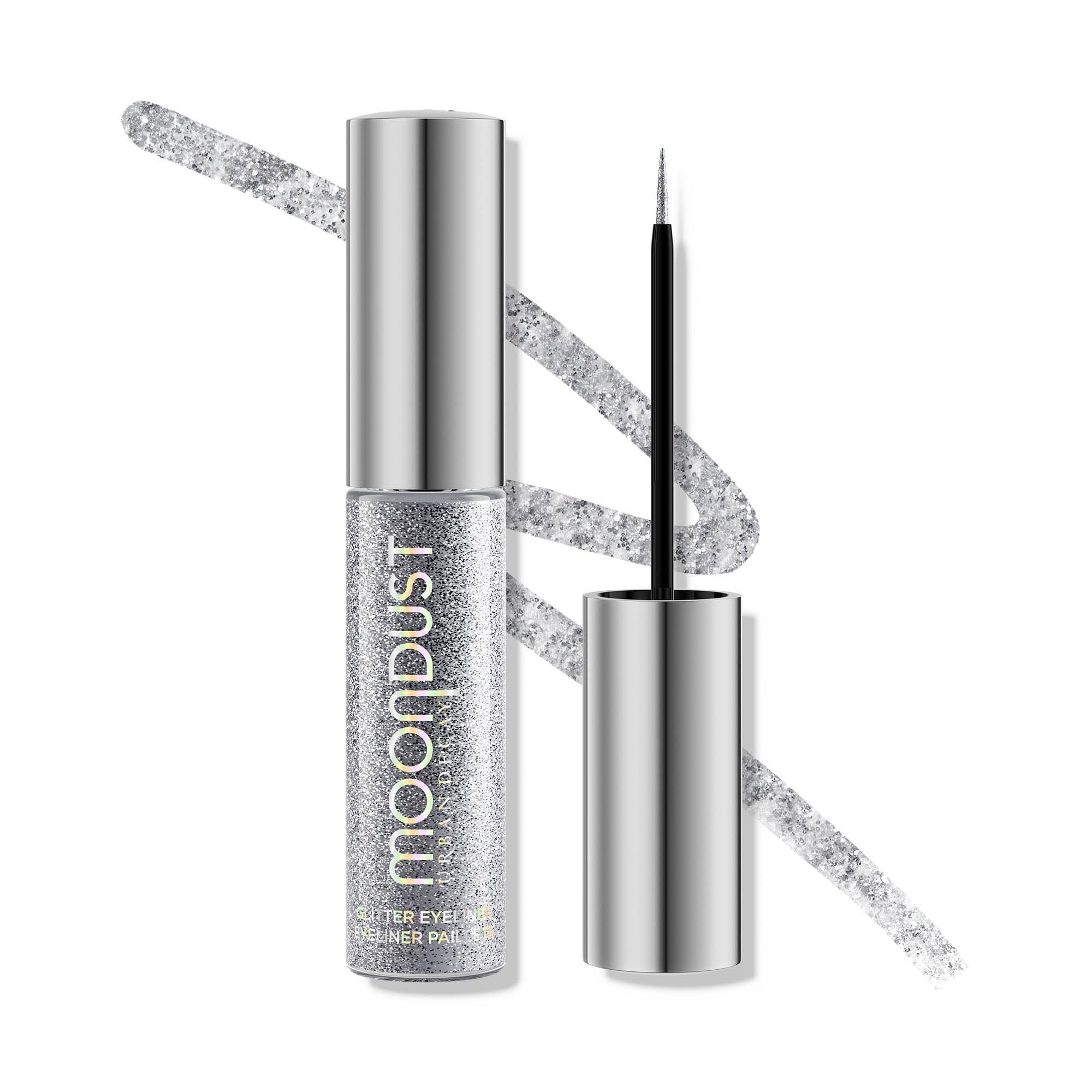 Urban Decay Moondust Liquid Eyeliner Glamrock silver bottle for quick-dry sparkle