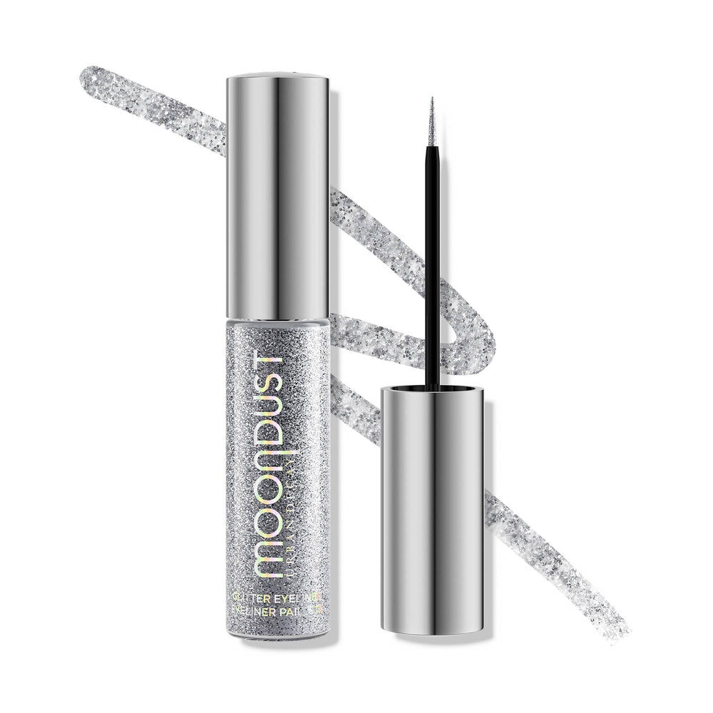 Urban Decay Moondust Liquid Eyeliner Glamrock silver bottle for quick-dry sparkle