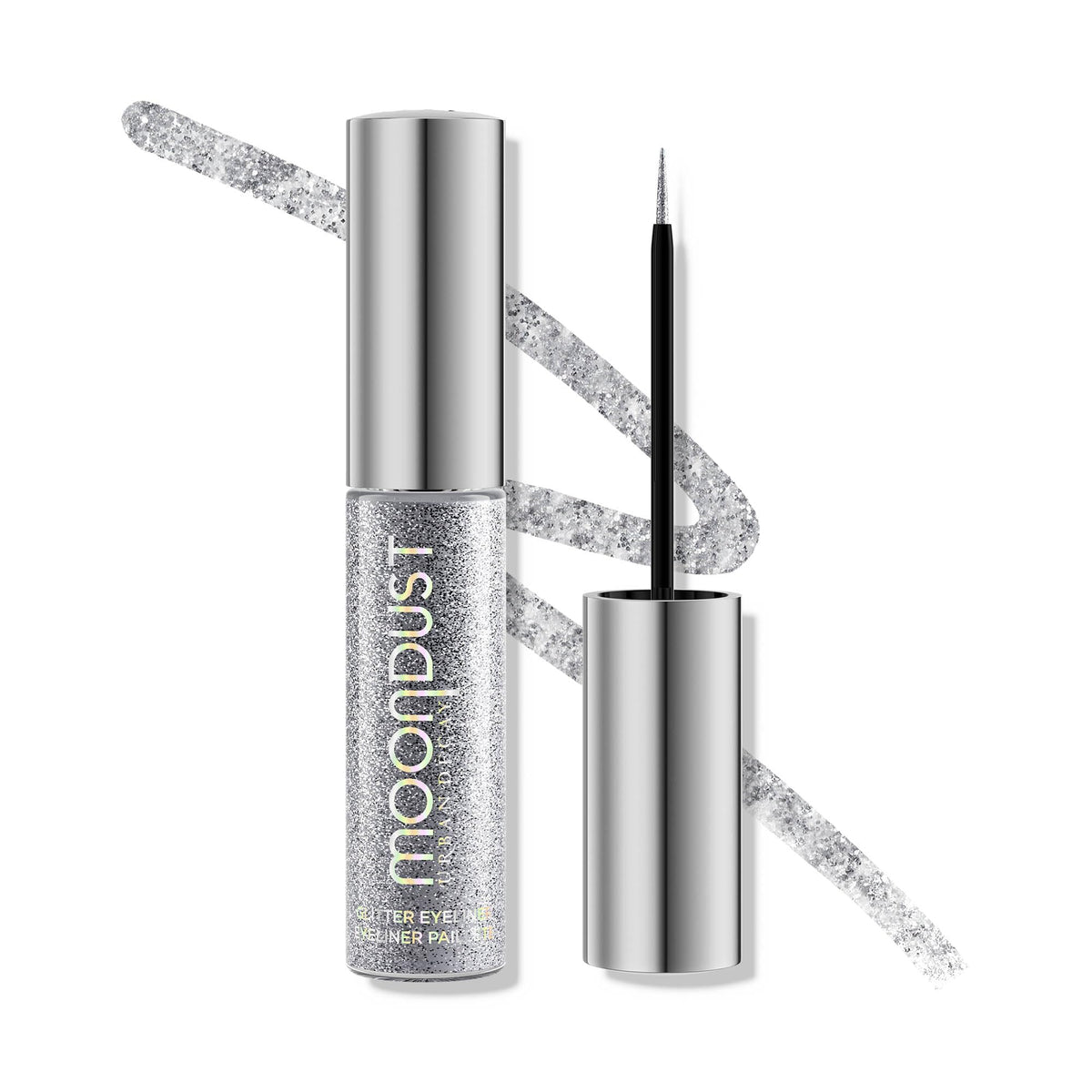 Urban Decay Moondust Liquid Eyeliner Glamrock silver bottle for quick-dry sparkle