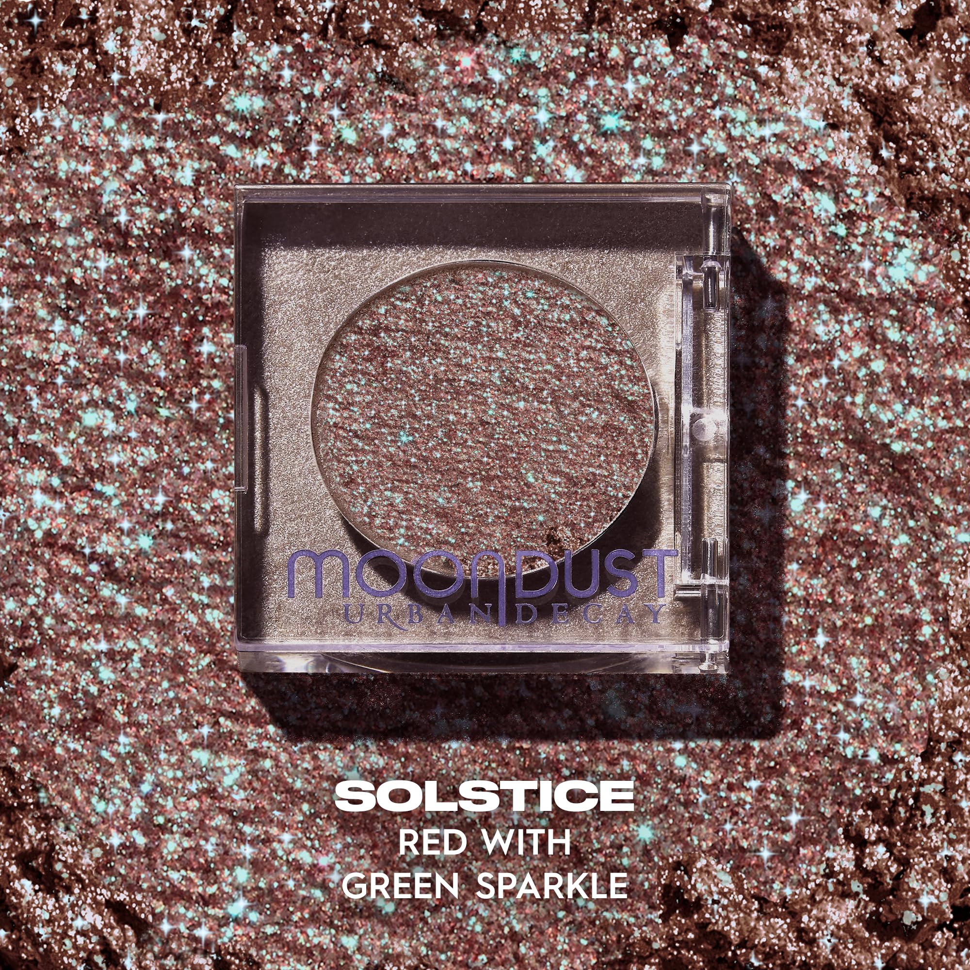 Urban Decay Moondust Solstice sparkle detail emphasizes micro-fine glitter for smooth glow.