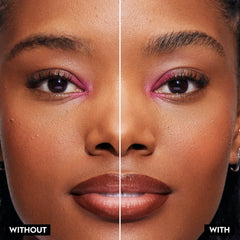 Urban Decay Slick Day Brow Gel dual-sided applicator demonstrates laminated brow look.