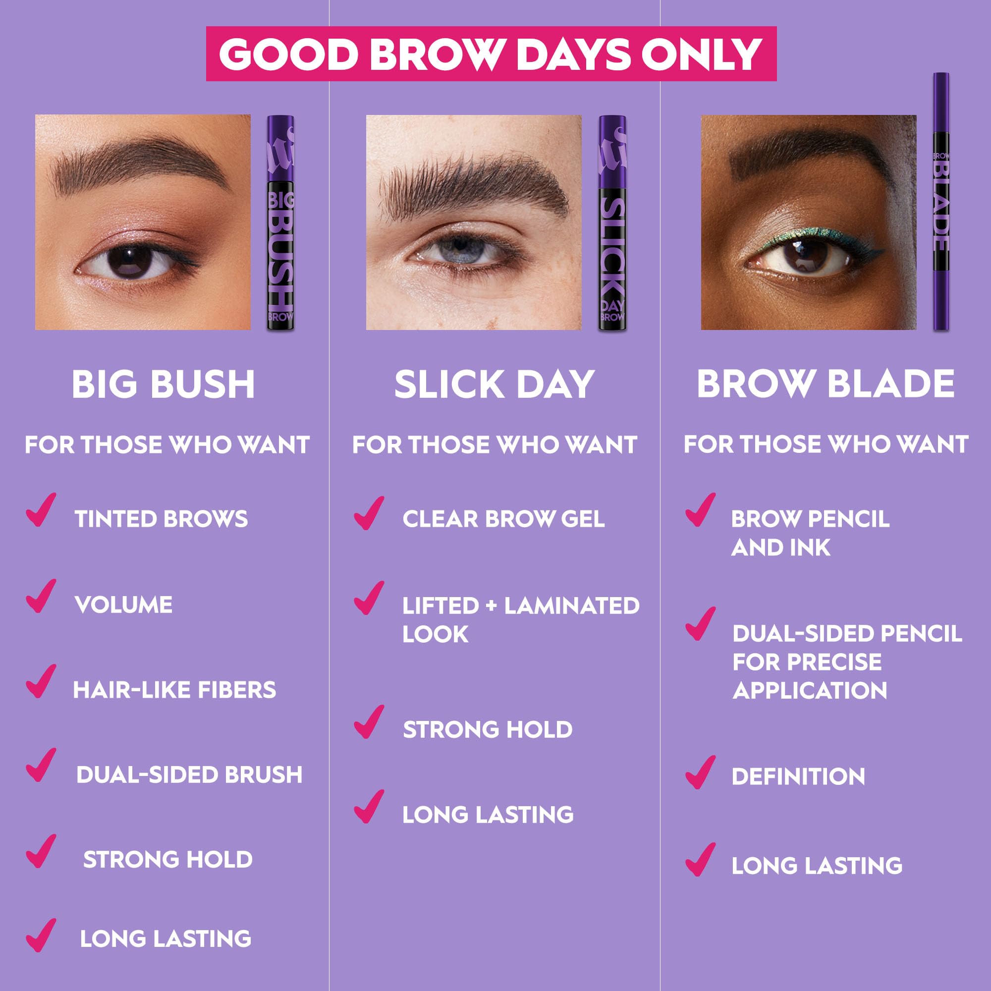 Urban Decay Slick Day Brow Gel dries clear with no white cast on brows.