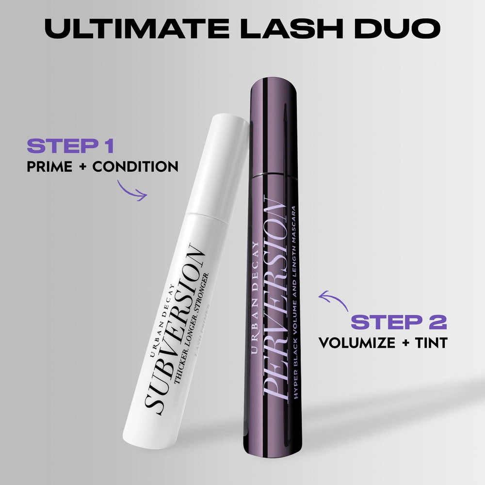 Urban Decay Subversion Lash Primer before-and-after style illustrating dramatic potential.