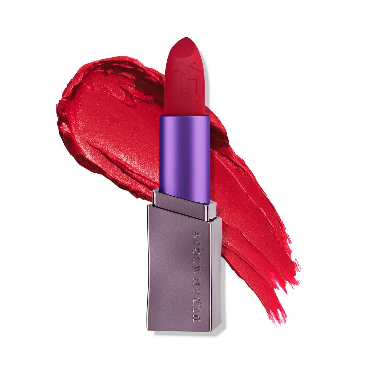 Urban Decay Vice Hydrating Lipstick 714 tube shows bold blue-red matte color for lips