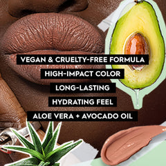 Urban Decay Vice Hydrating Lipstick application on lips highlights precise, hydrated color.