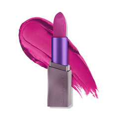 Urban Decay Vice Hydrating Lipstick Gridlock matte finish swatch for bold berry lip color