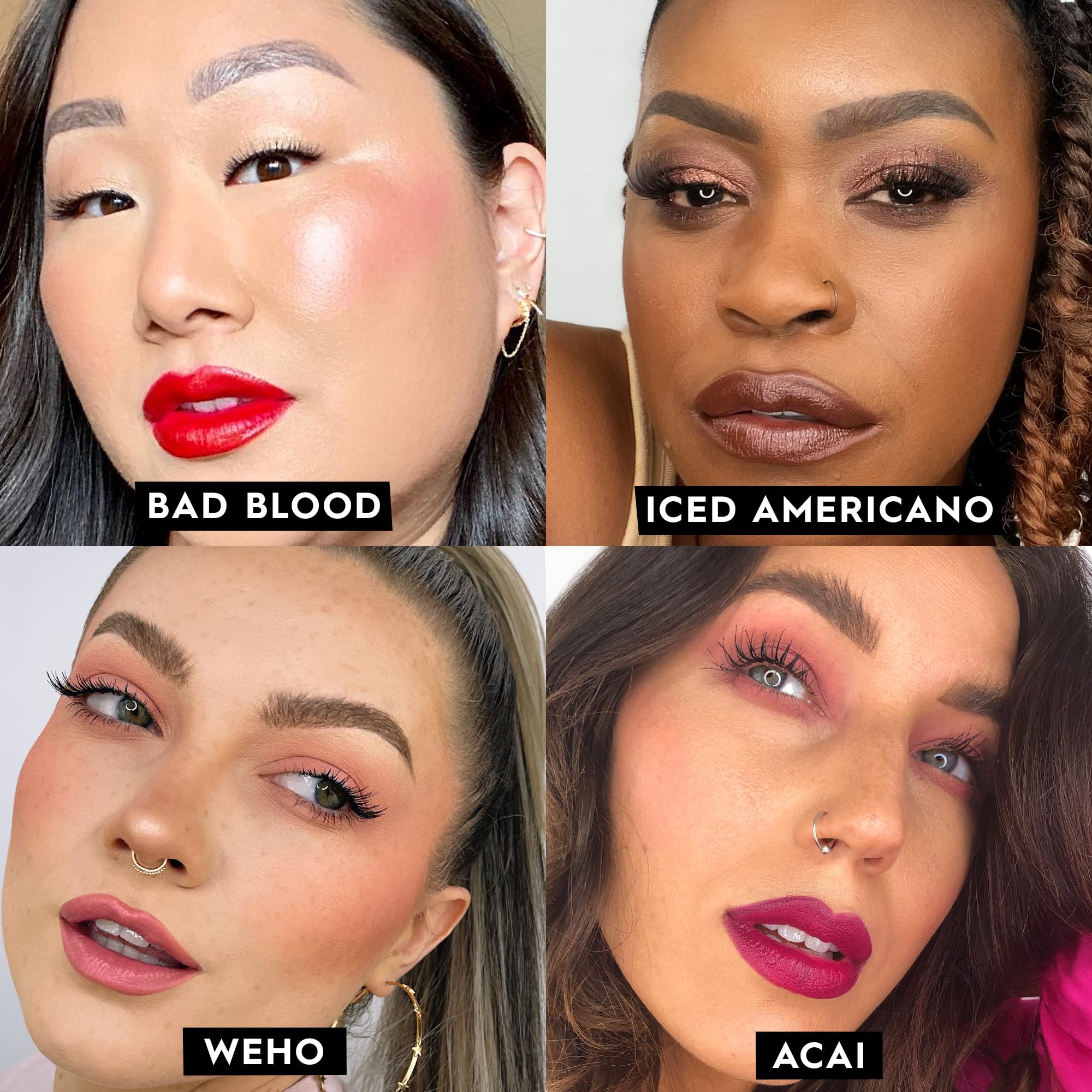 Lips wearing Urban Decay Vice Hydrating Lipstick offer vibrant color with nourishing feel.