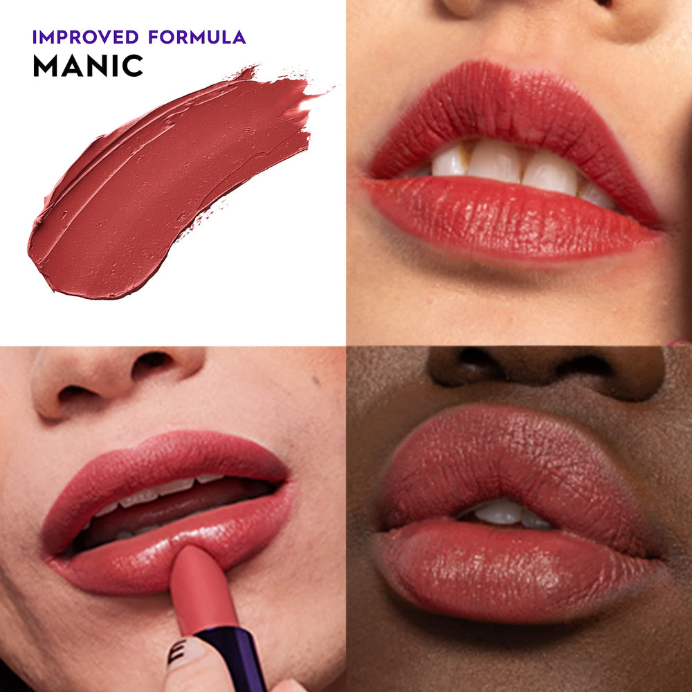 Urban Decay Vice Hydrating Lipstick Manic angled-tip application highlights precise color payoff.