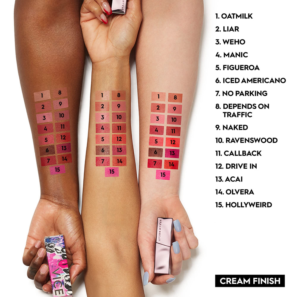 URBAN DECAY Vice Hydrating Lipstick model portrait featuring vibrant pink shade on lips