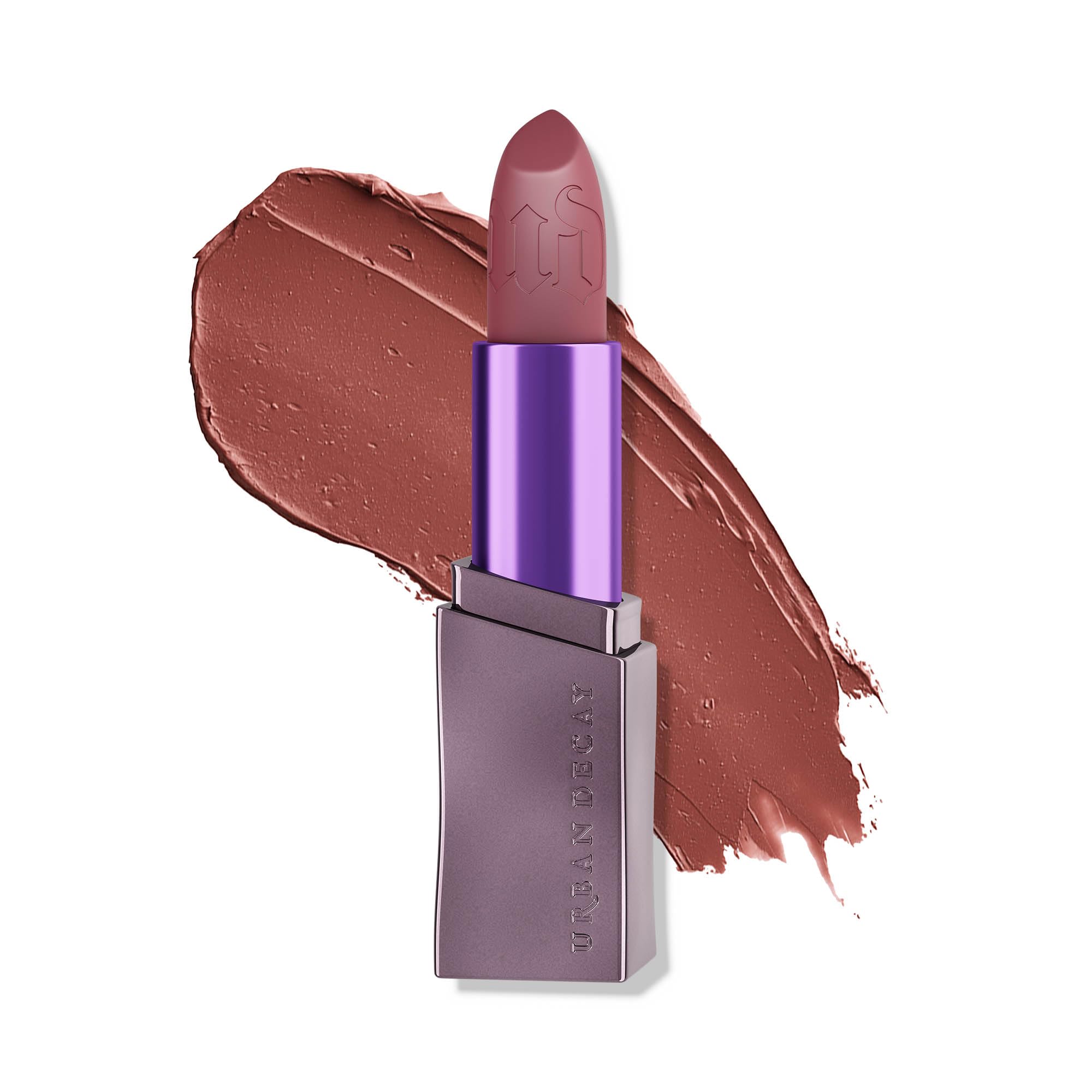 Urban Decay Vice Hydrating Lipstick Ravenswood in cream finish swatch with rich, moisturized color.