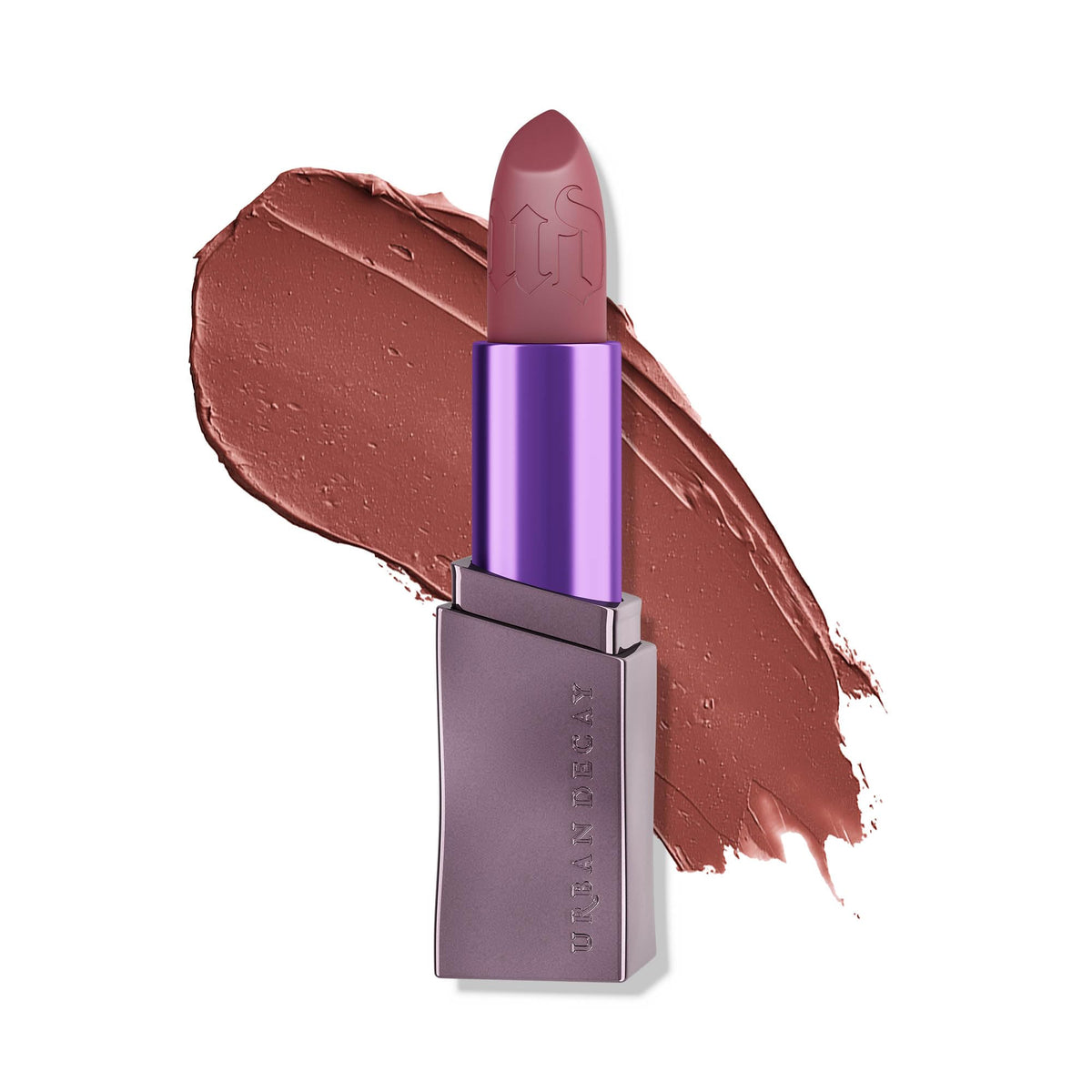 Urban Decay Vice Hydrating Lipstick Ravenswood in cream finish swatch with rich, moisturized color.