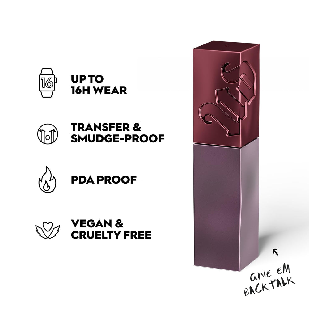 Urban Decay Vice Lip Bond application swatch shows one-swipe color.