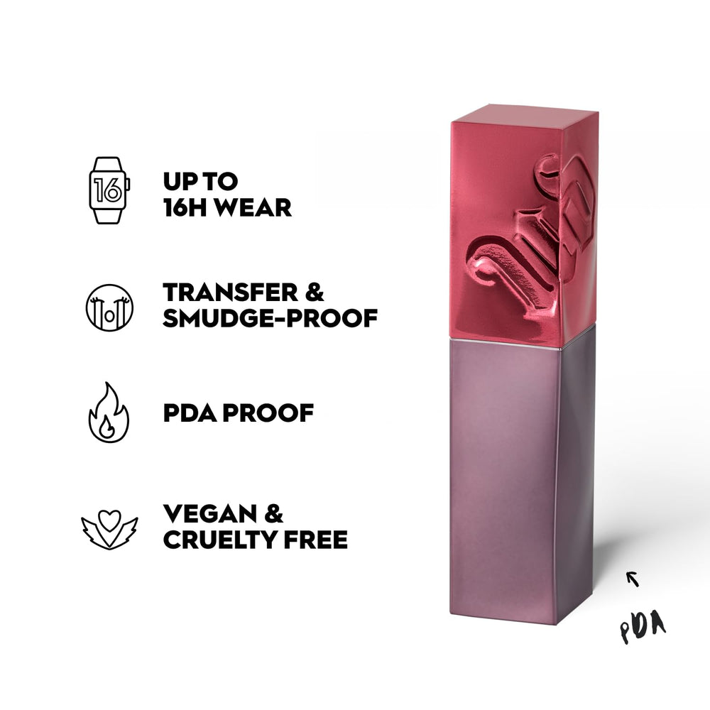 Urban Decay Vice Lip Bond transfer-proof finish on lips with smudge resistance