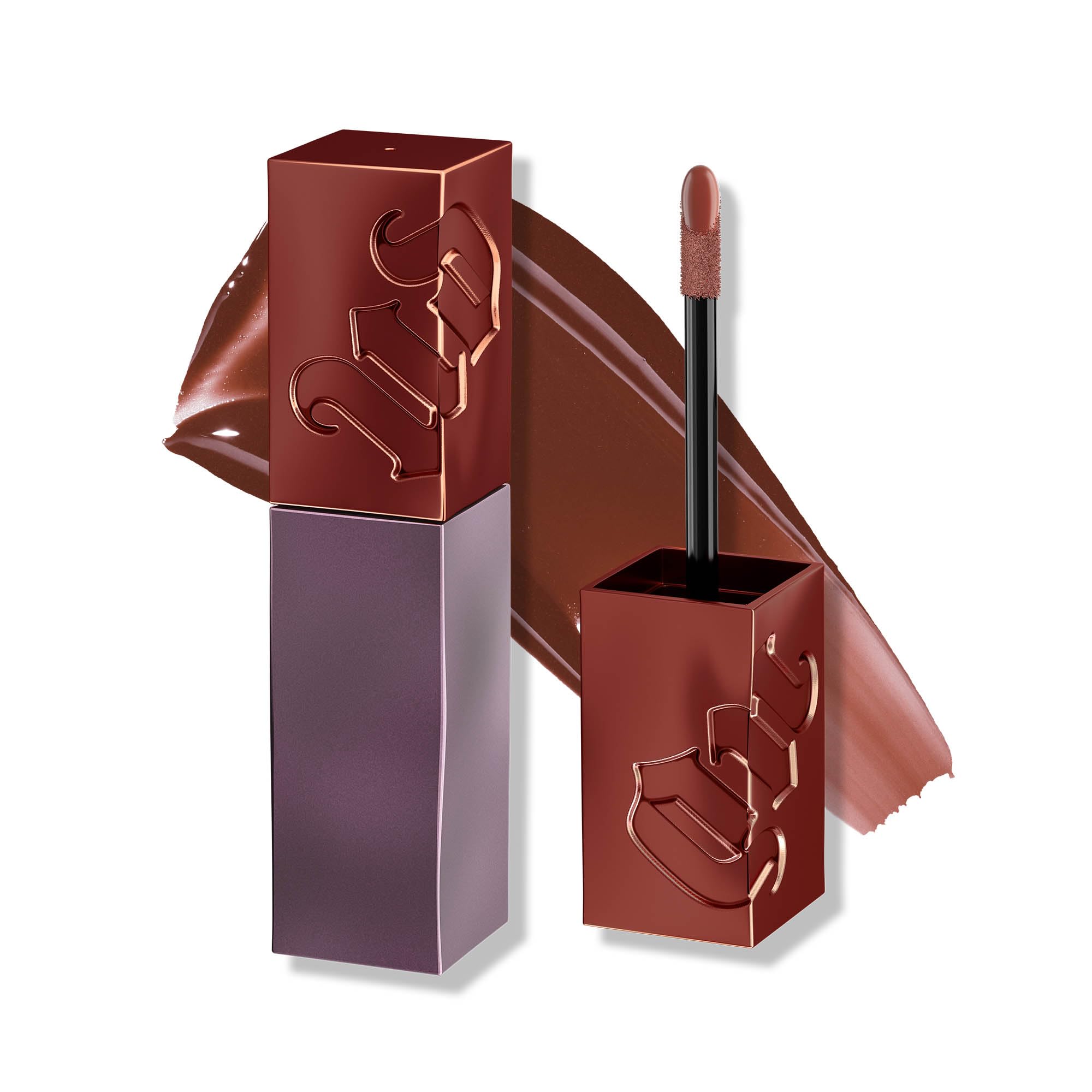 Urban Decay Vice Lip Bond Law of Attraction Toffee Nude swatch with rich pigment and shine.